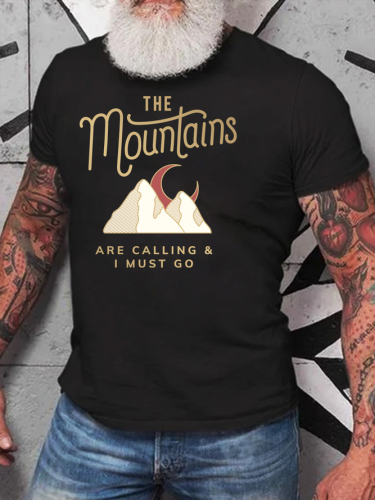 Mountain Calling Me and I Have to Go Hiking Short Sleeve Cotton Short Sleeve T-Shirt